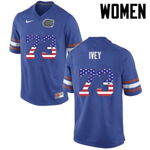 Women's Florida Gators #73 Martez Ivey NCAA Nike Blue USA Flag Fashion Authentic Stitched College Football Jersey CML5562JX